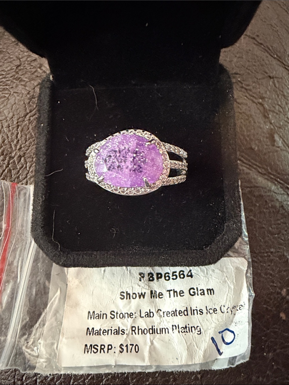 Show Me The Glam Purple Lab-Created Iris Ice Ring with Pavé Accents